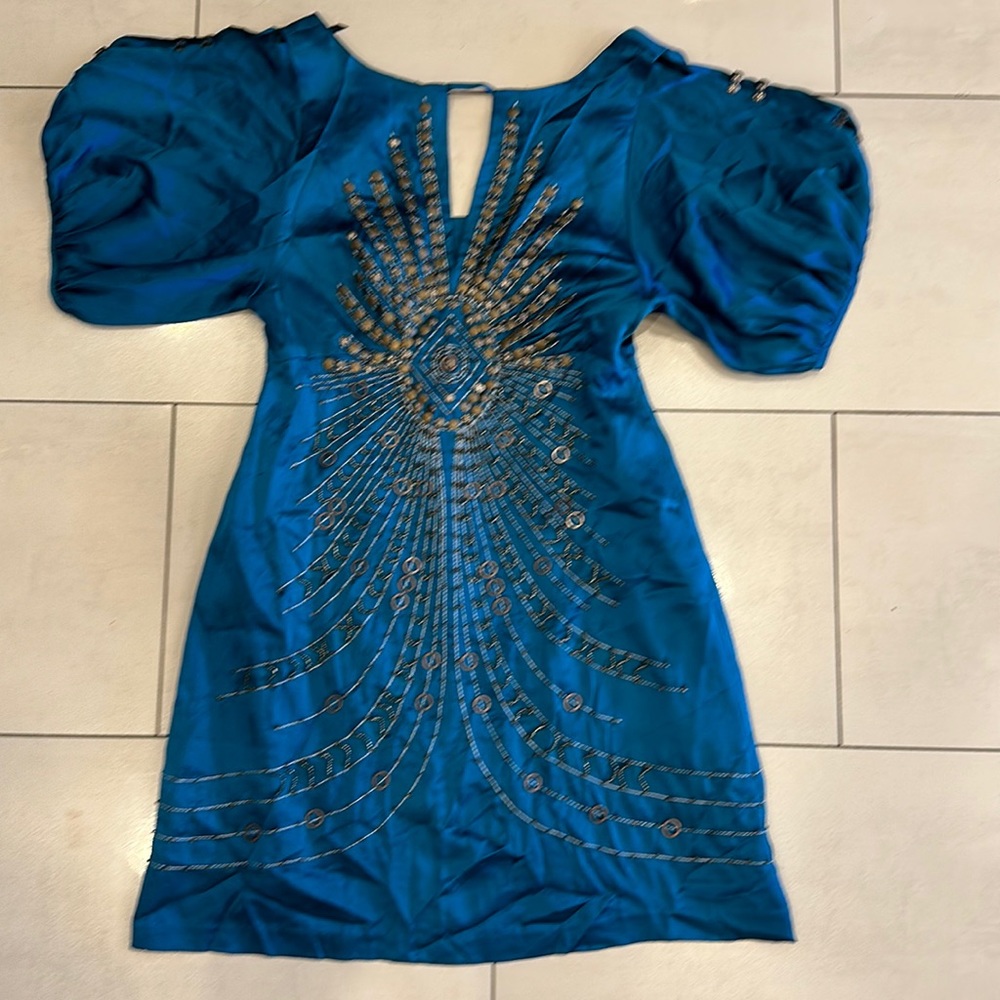 Gossip Girl Nanette Lepore dress teal size 6 as seen in Gossip Girl